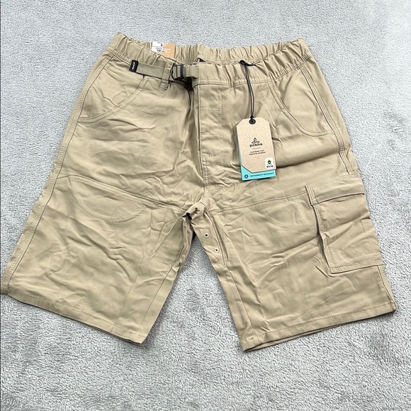 NEW Prana S Stretch Zion‎ E-Waist Short II Men's Tan Sandbar Hiking Cargo Shorts - Picture 1 of 12